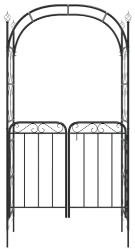 Arco da Giardino con Cancello Nero 108x45x235 cm Acciaio