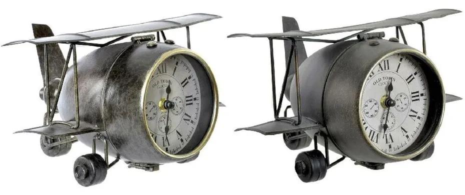 Orologio da Tavolo DKD Home Decor Avion Vetro Grigio Verde Ferro (26 x 21 x 15 cm) (2 pezzi)