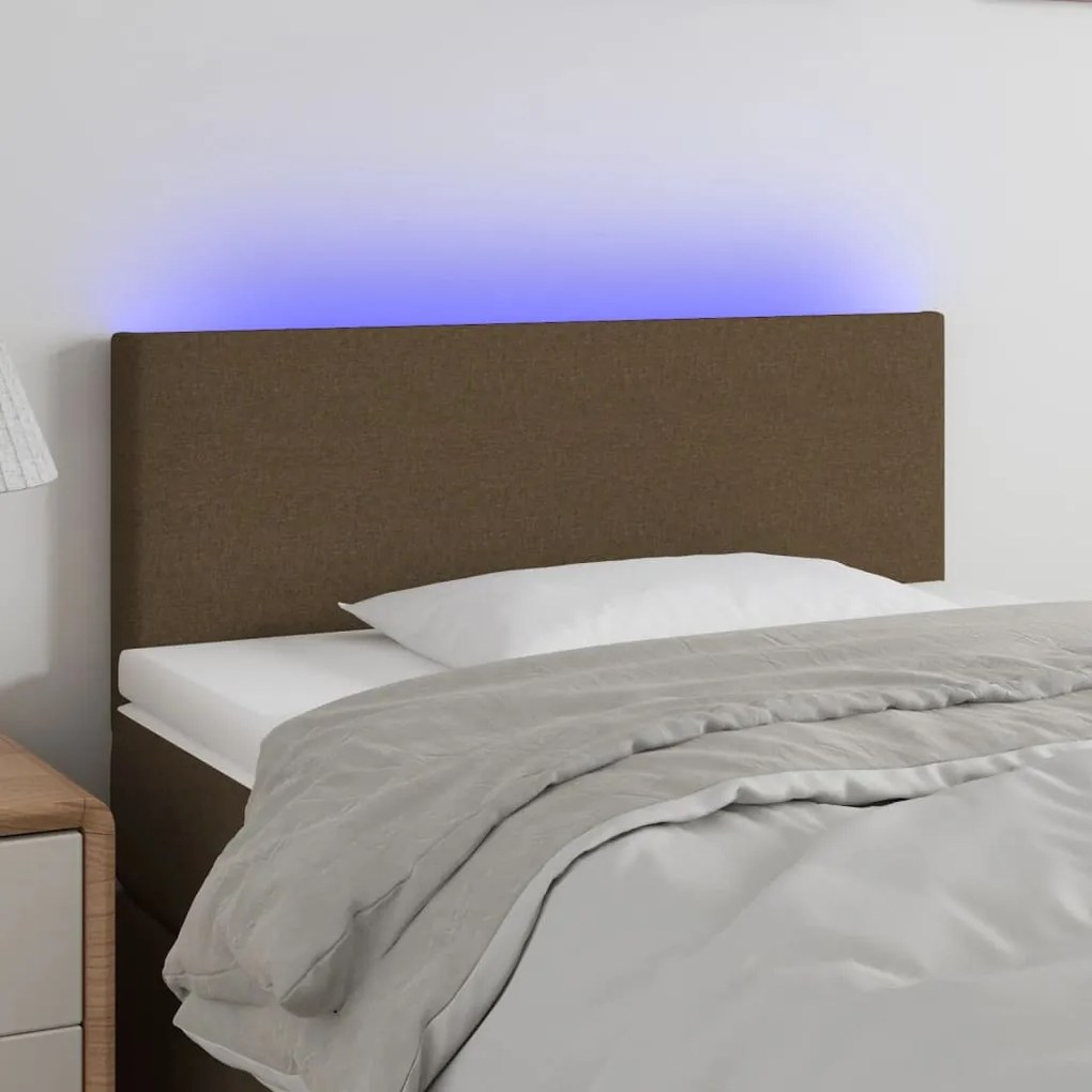 Testiera A Led Marrone Scuro 100x5x78/88 Cm İn Tessuto /