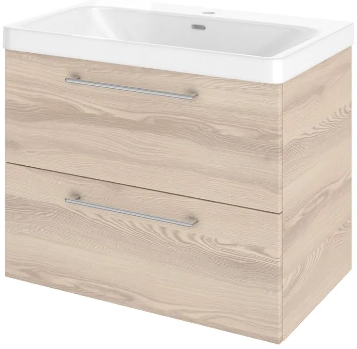 Mobile da bagno sospeso sotto lavabo L 75 x H 58 x P 46 cm marrone opaco, 2 cassetti SENSEA Remix