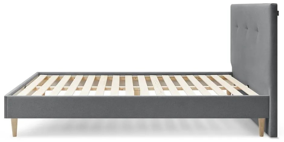 Letto matrimoniale imbottito grigio con griglia 180x200 cm Tory - Bobochic Paris