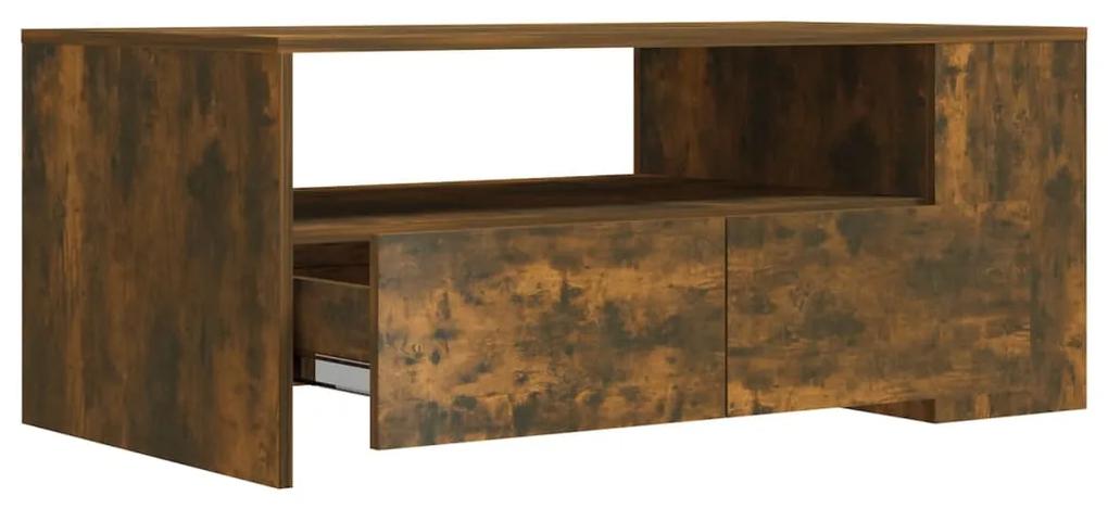 Tavolino da salotto rovere fumo 102x55x42 cm legno multistrato