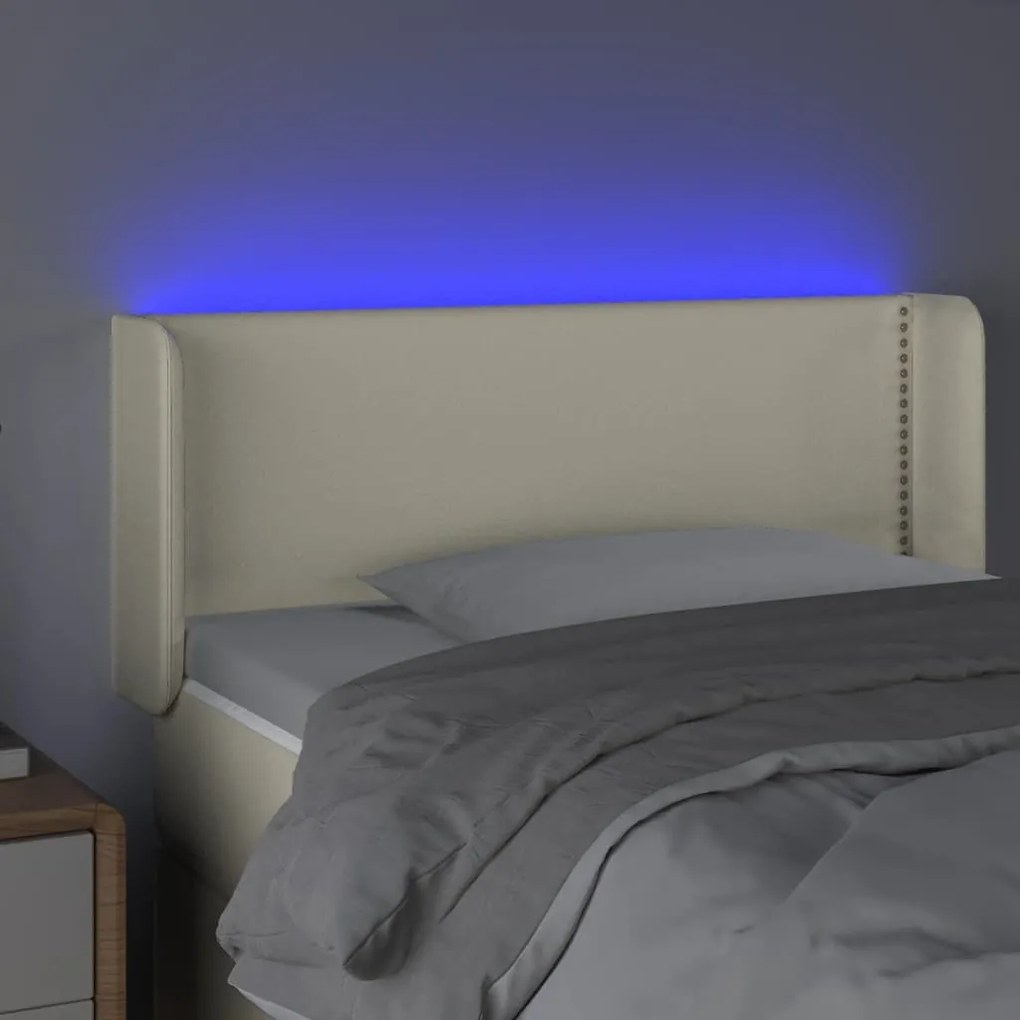 Testiera a led crema 103x16x78/88 cm in similpelle