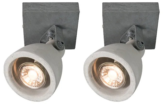 Set di 2 faretti industriali in cemento grigio 1 luce - Creto