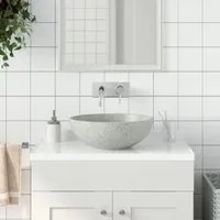 Lavabo da Appoggio Grigio Rotondo 41x14 cm Ceramica 155059