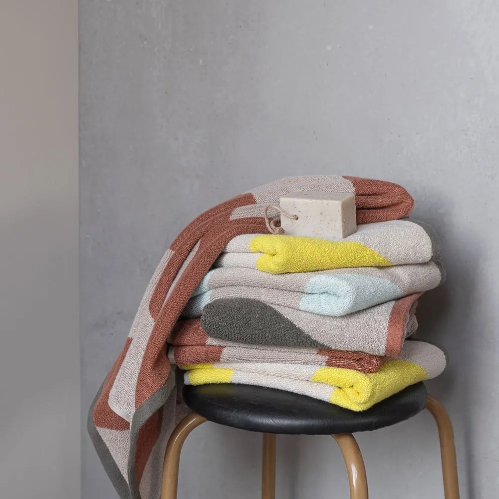 Asciugamano in spugna color kaki in cotone organico 50x90 cm Diagonal - Mette Ditmer Denmark