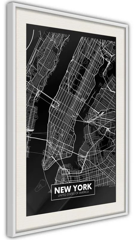 Poster  City Map: New York (Dark)  Cornice Quadri Cornice d'oro, Larghezza x Altezza Home decor 30x45