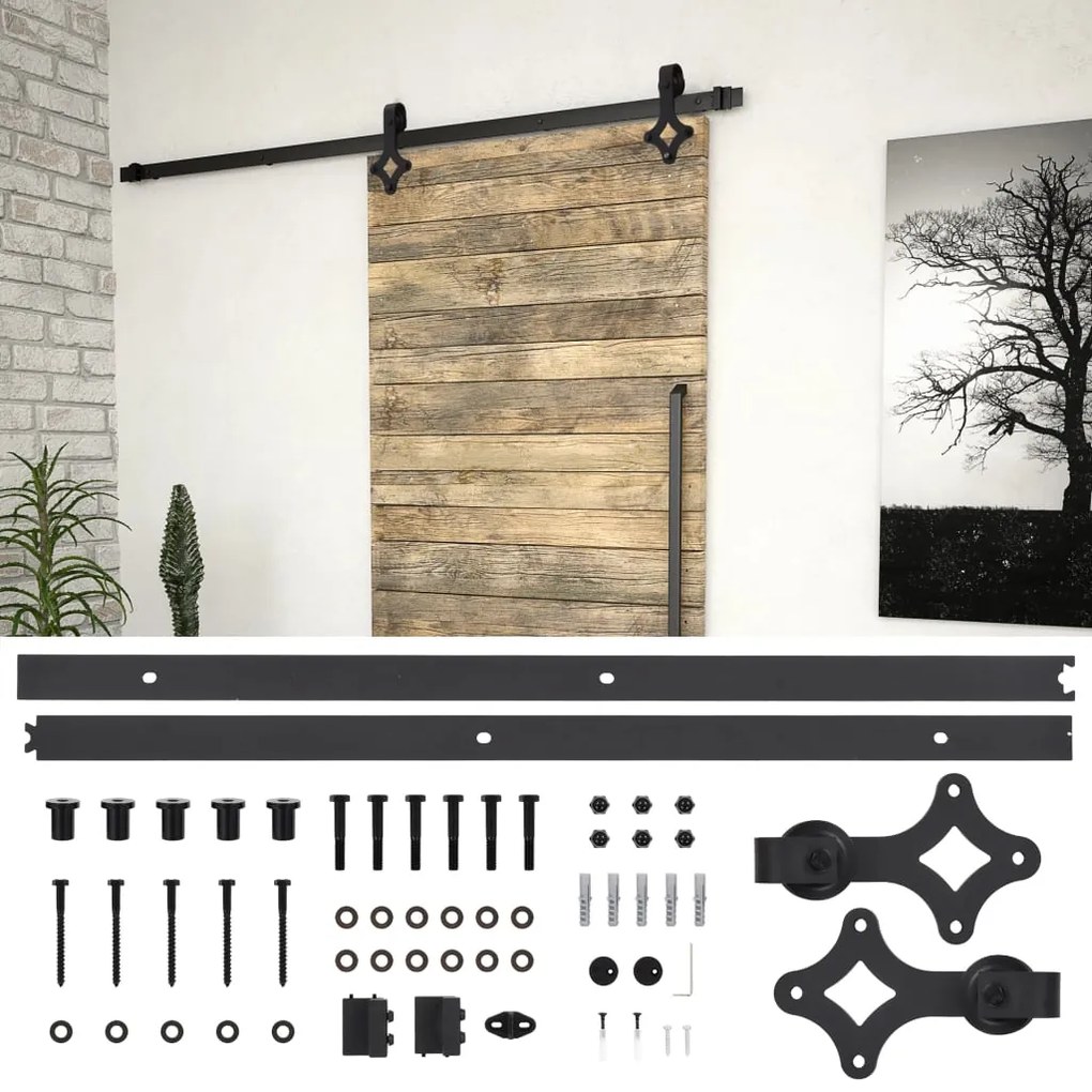 Kit Di Binari Per Porte Scorrevoli Skıen 183 Cm Acciaio Nero /