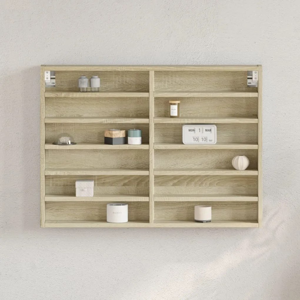 Armadietto Vetrina Rovere Sonoma 80x8,5x58 Cm Legno Multistrato /