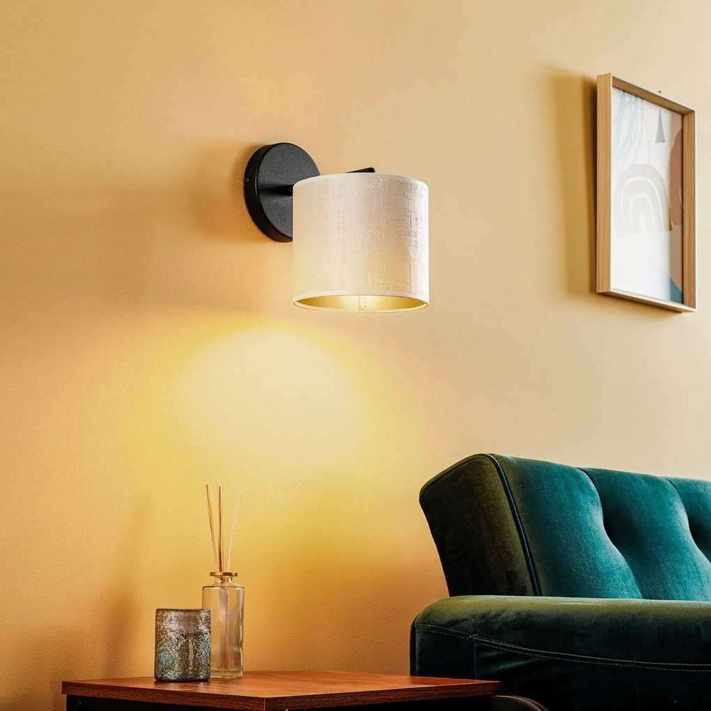 EMIBIG LIGHTING Applique Jari paralume in tessuto, bianco-oro