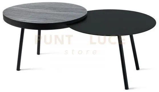 Tavolino packtop piccolo nero ,base nera ,finitura wengè in ferro e...