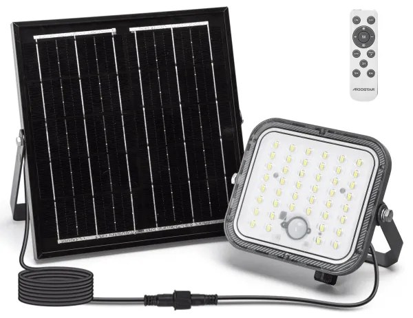 Aigostar - Proiettore solare LED dimmerabile con sensore LED/80W/3,4V IP66 + telecomando