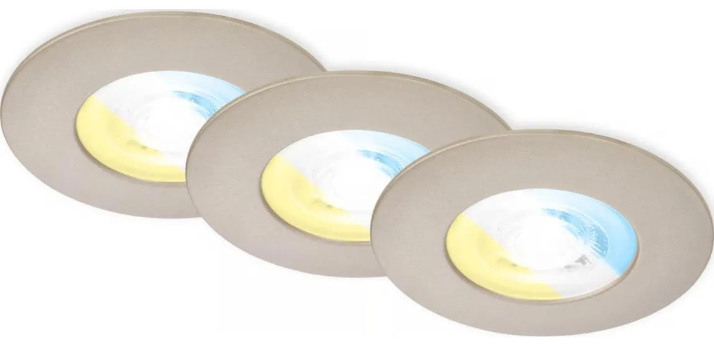 Briloner 7605032 - Set 3x LED plafoniera da incasso per bagno, 3xLED/4,9W/230V, IP44, cromo opaco