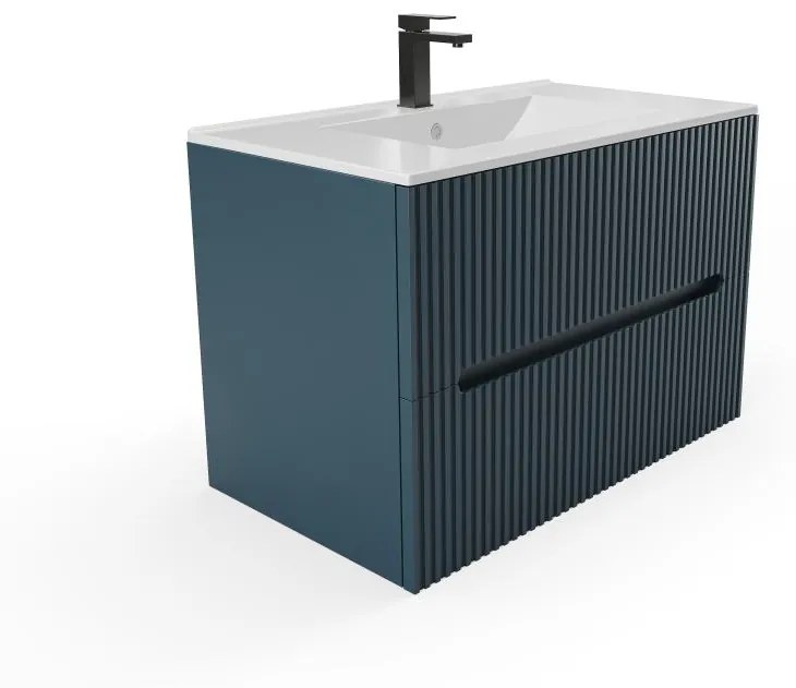 Mobile bagno sospeso 80 cm con lavabo a incasso Striato Blu - PAVANI