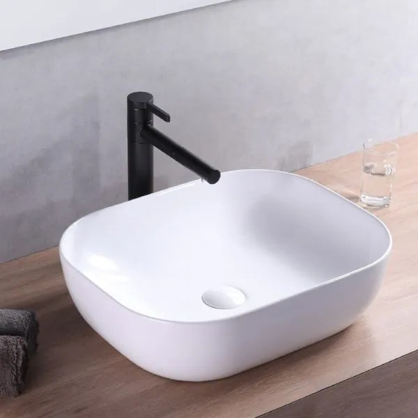 REA-U6300 - Lavabo da appoggio MONA SLIM 40x50,5 cm ceramica/bianco lucido