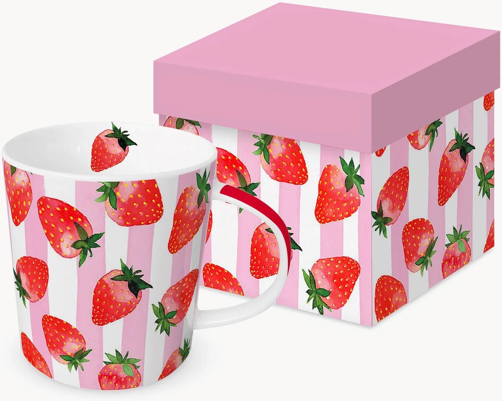 Tazza in New Bone China Strawberry & Stripes