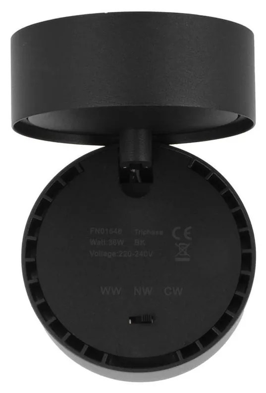 Applique LED 36W da Parete e Soffitto Orientabile Nero 60° CCT 135lm/W
