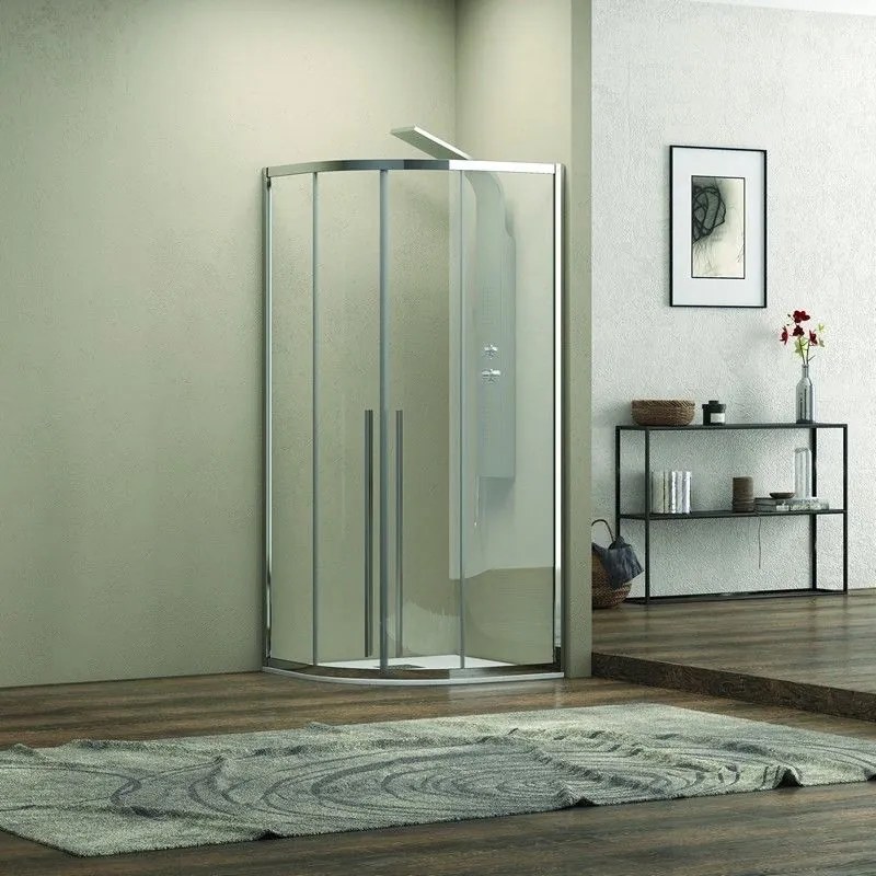 Kamalu - cabina doccia 80x80 semicircolare vetro 8mm anticalcare altezza 200 ke2000