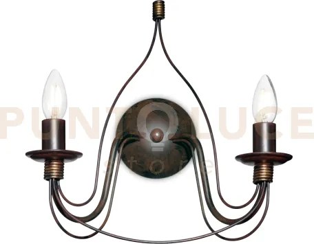 Corte applique a parete ruggine antichizzato 2 luci attacco e14