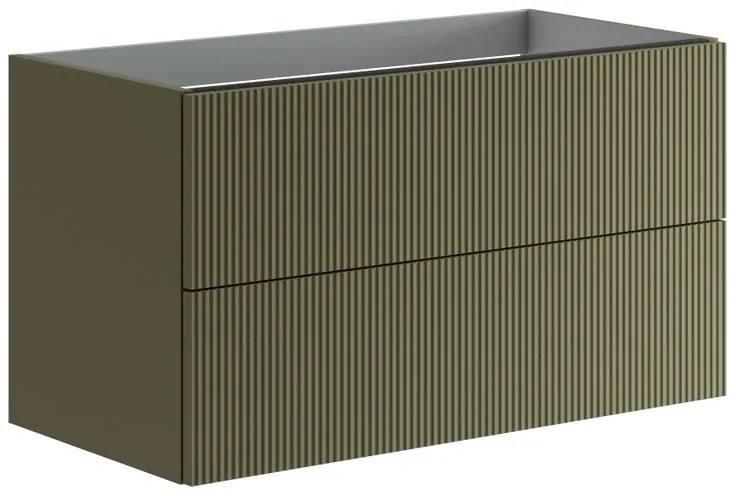 Mobile da bagno sospeso sotto lavabo Opera L 89.5 x H 50 x P 45.5 cm verde laccato opaco, 2 cassetti VISOBATH