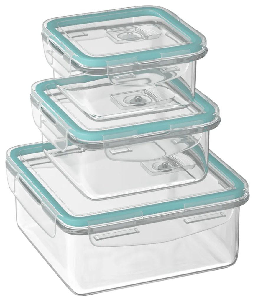 Set 3 contenitori quadrati ermetici in vetro
