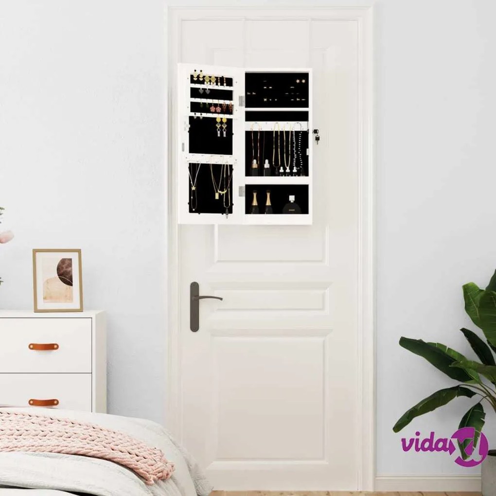 vidaXL Armadio Portagioie con Specchio a Muro Bianco 30x8,5x67 cm