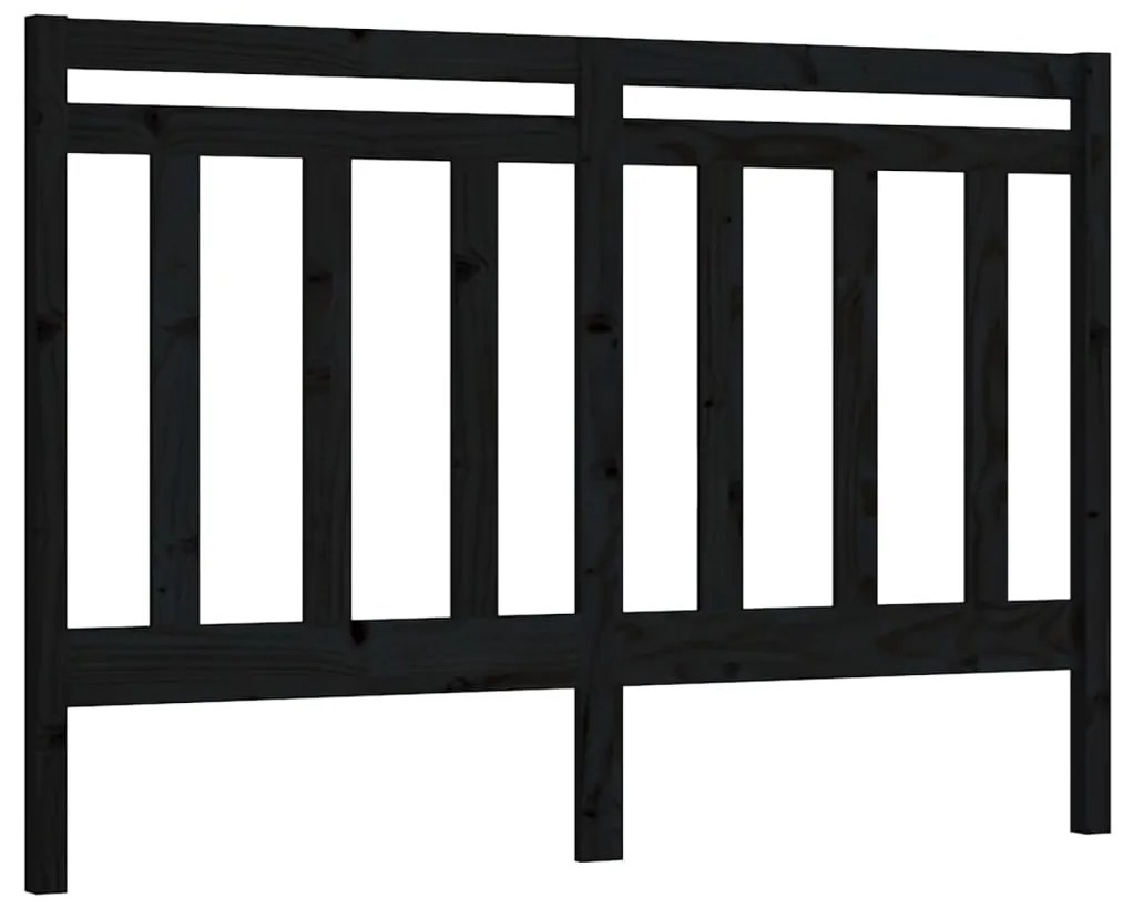Testiera per letto nera 146x4x100 cm in legno massello di pino