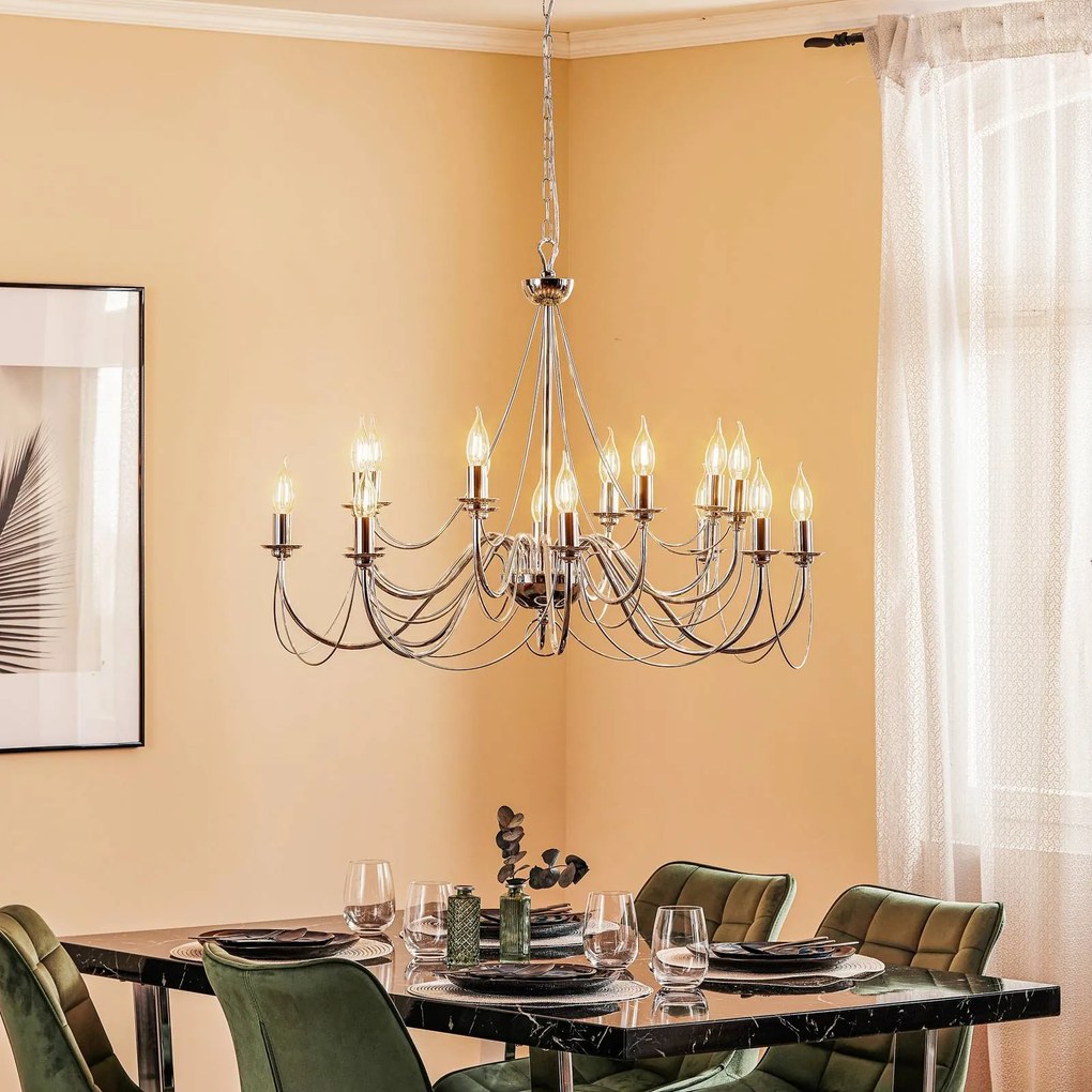 Lampadario a soffitto Retro Domiluce, dimmerabile, Cromo / Argento, Soggiorno / Sala da pranzo, Metallo, Lampadario