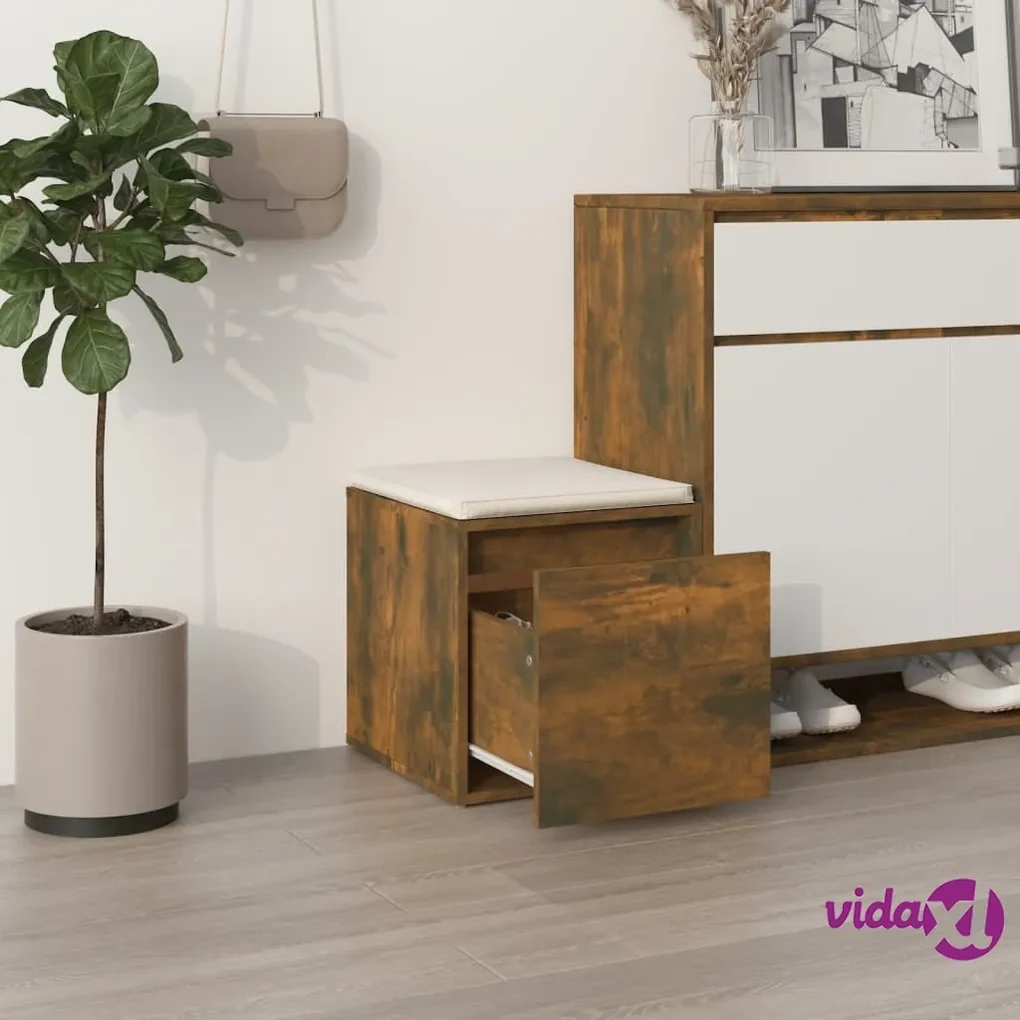 vidaXL Cassetto Contenitore Rovere Fumo 40,5x40x40cm Legno Multistrato