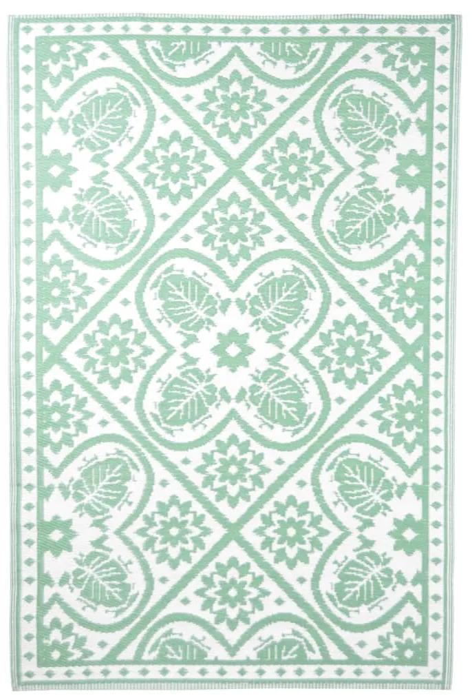Esschert Design Tappeto da Esterno 182x122 cm a Tessere Verde e Bianco