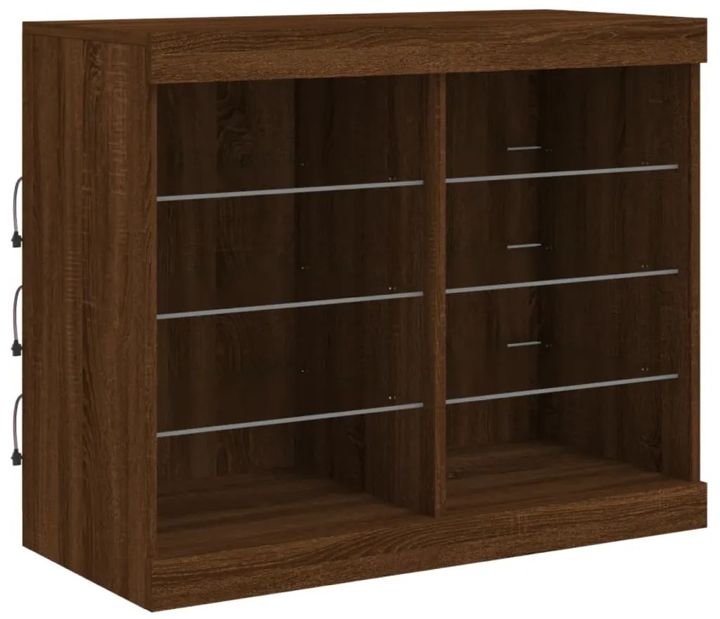 Credenza con luci led rovere marrone 81x37x67 cm