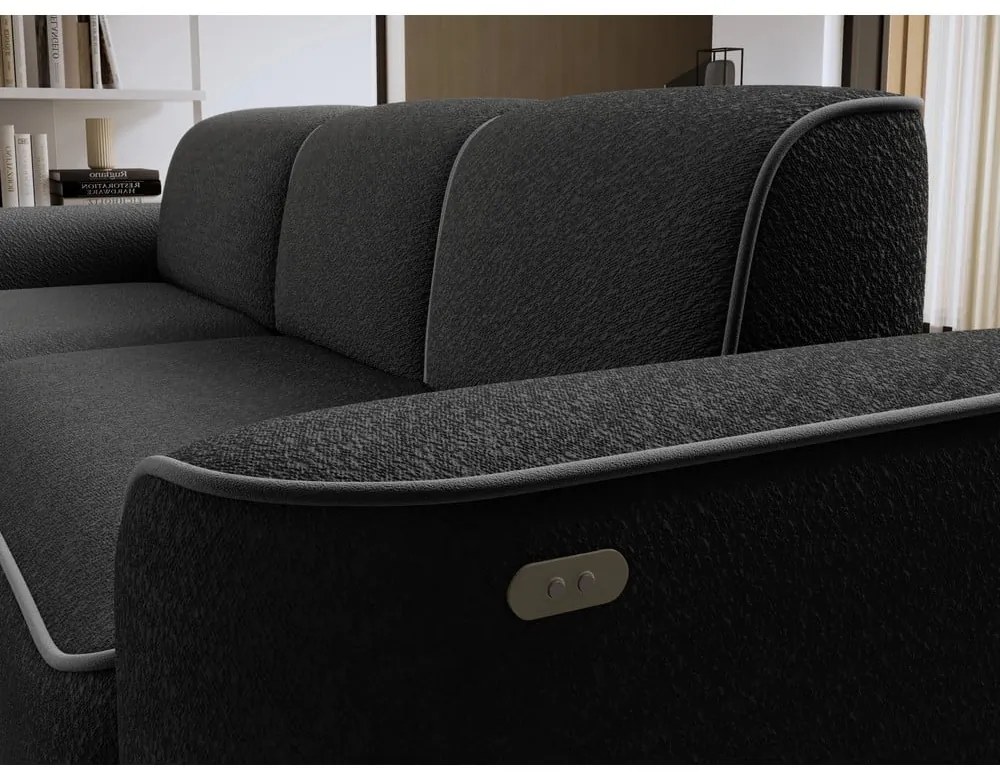 Divano angolare grigio scuro (con penisola a sinistra/con chaise lounge) e rivestimento in bouclé Ume – ELTAP