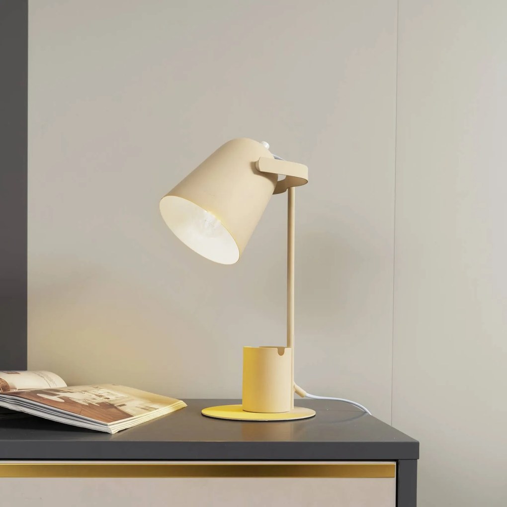 Lampada da tavolo Ilmar Lindby, Crema / Ambra, Soggiorno / Sala da pranzo, Metallo, Moderno, Lampada da tavolo