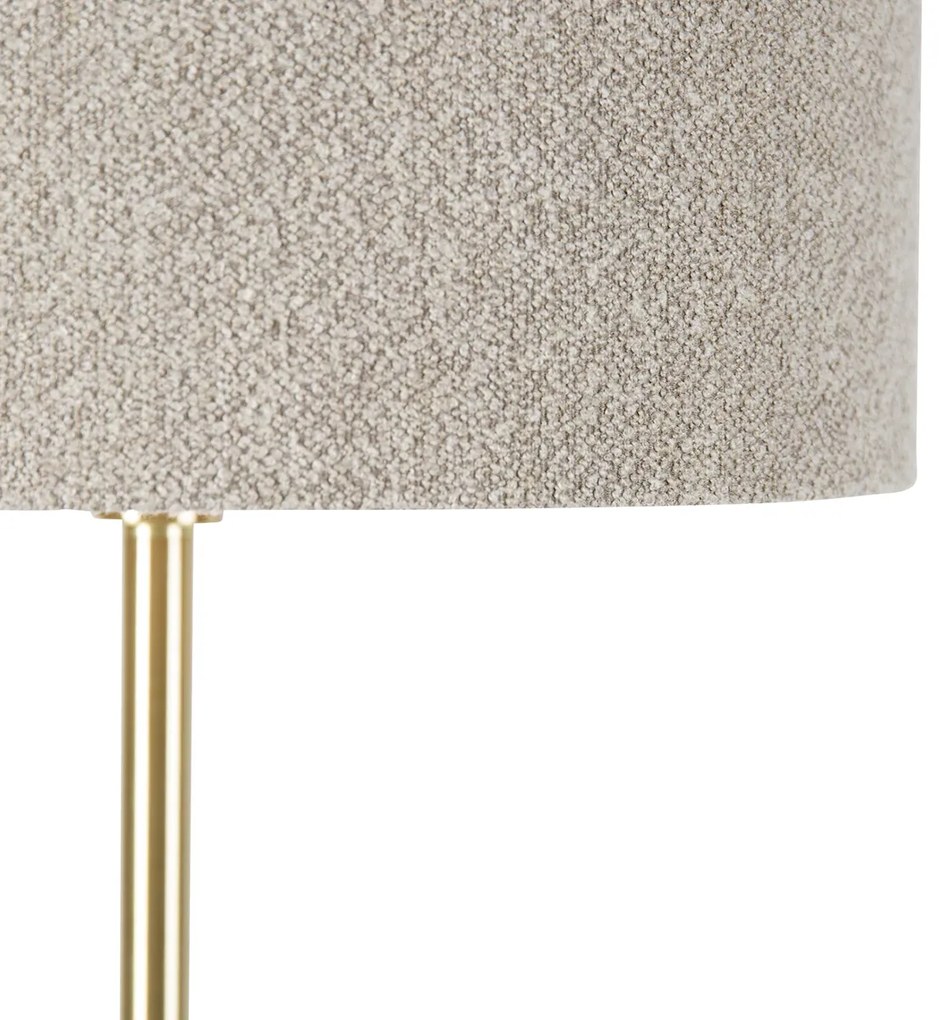 Lampada da terra ottone con paralume bouclè tortora 50 cm - Simplo