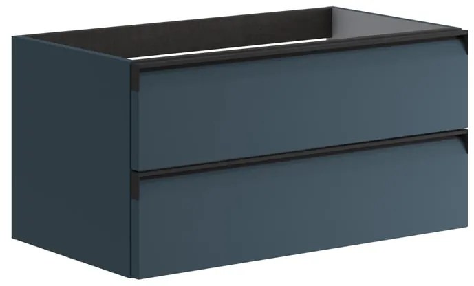 Mobile da bagno sotto lavabo Fusion blu laccato opaco L 79.5 x H 40 x P 45.5 cm 2 cassetti, lavabo non incluso