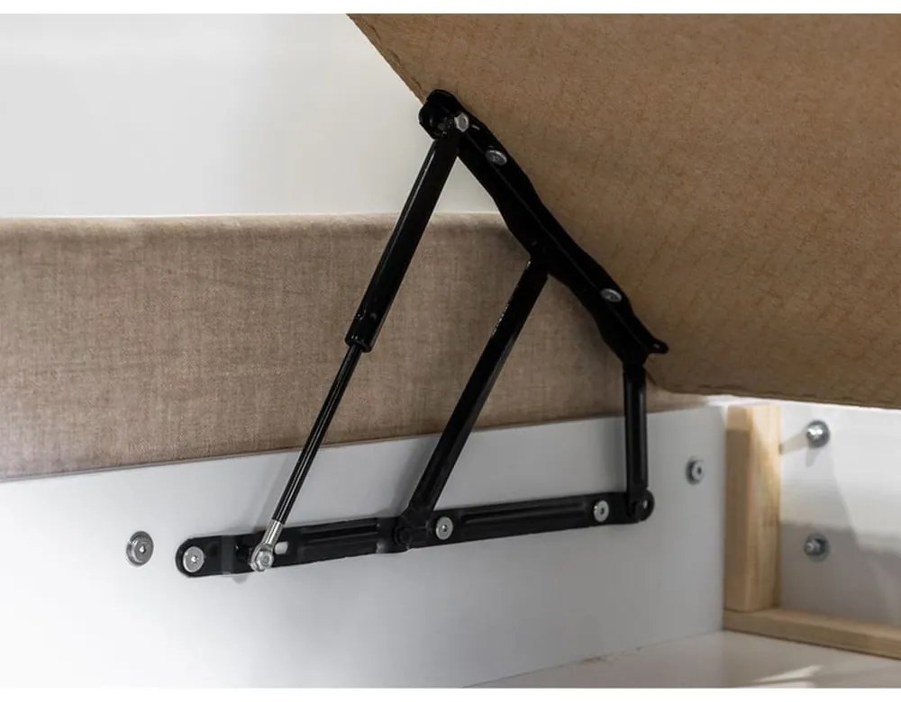 Letto matrimoniale imbottito beige con contenitore con griglia 180x200 cm Jade - Bobochic Paris