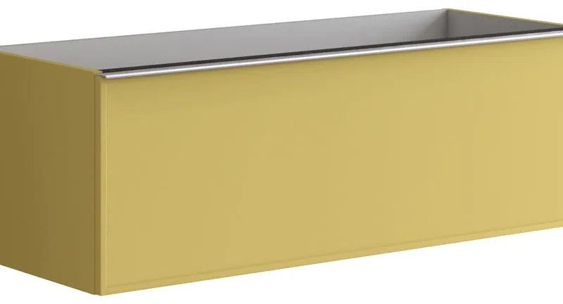 Mobile da bagno sospeso sotto lavabo L 120 x H 40 x P 45.5 cm giallo laccato opaco, 2 cassetti Pixel frame