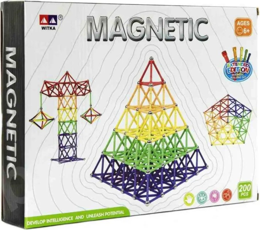 Set di costruzioni magnetico, 200 pezzi