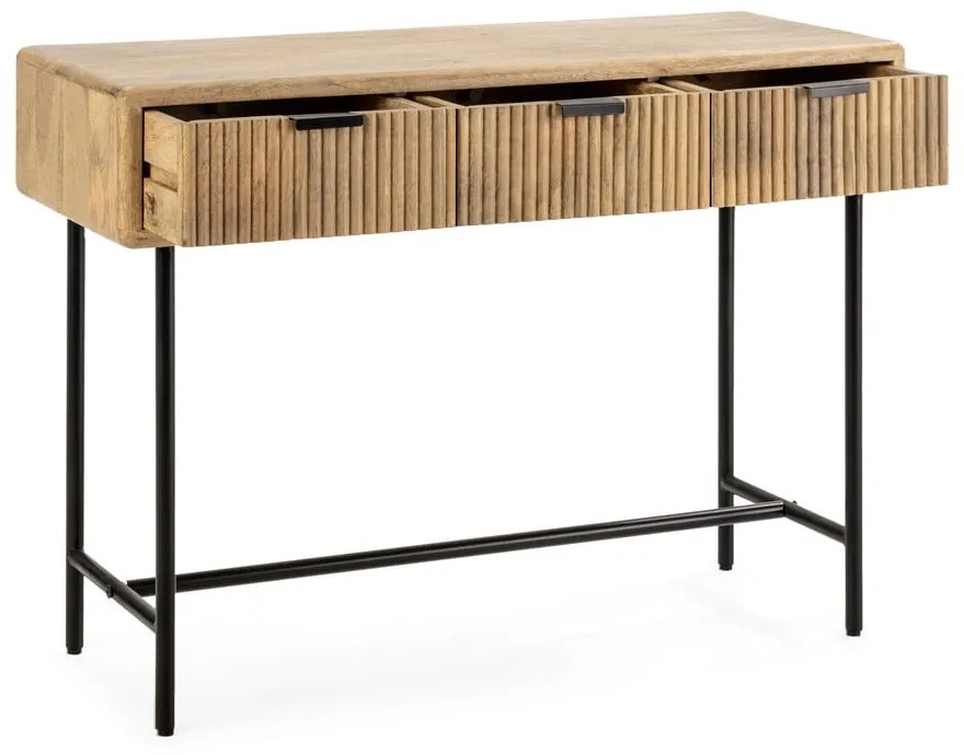 Tavolo consolle di colore naturale in mango massiccio 38x100 cm Mundra – MOME