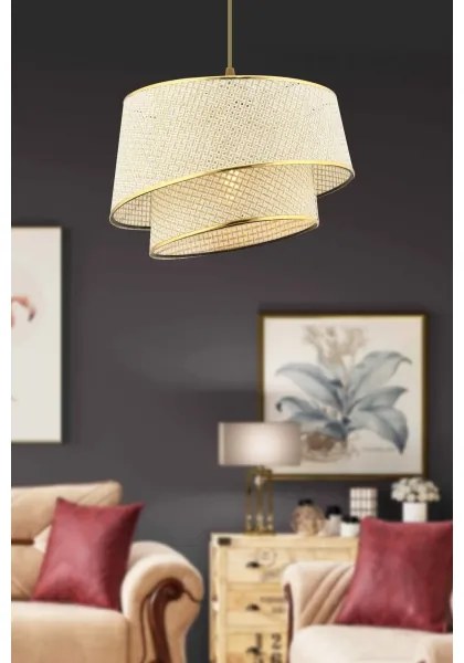 Lampadario a sospensione con cavo BARETTE 1xE27/60W/230V crema/oro