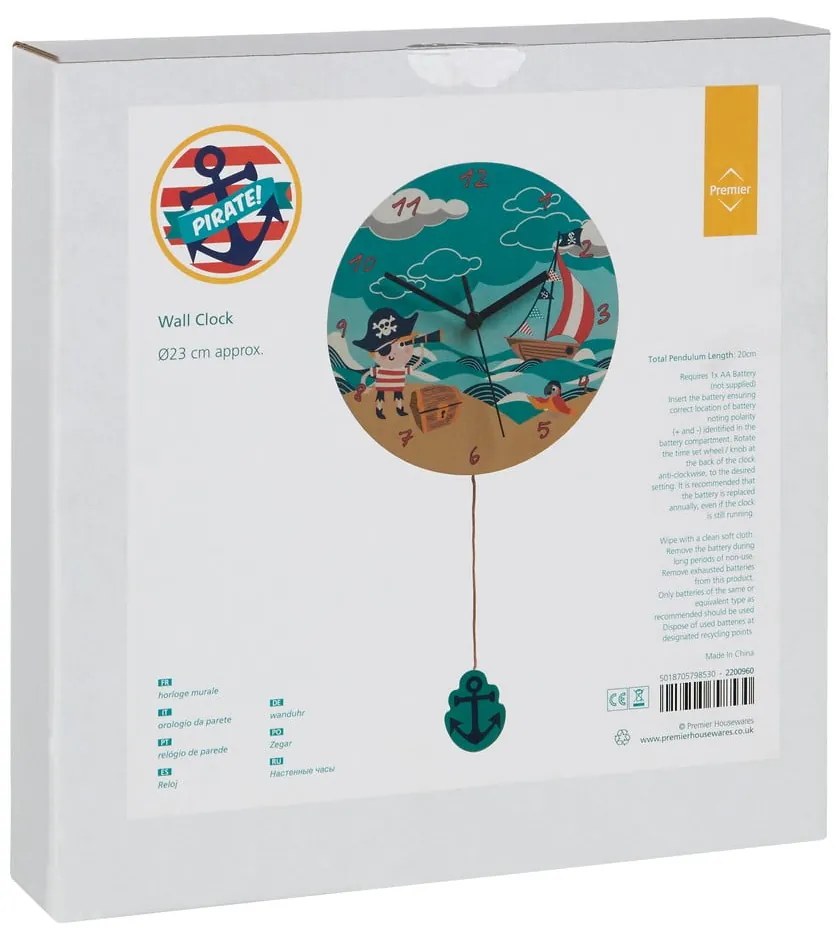 Orologio per bambini ø 23 cm Pirate - Premier Housewares