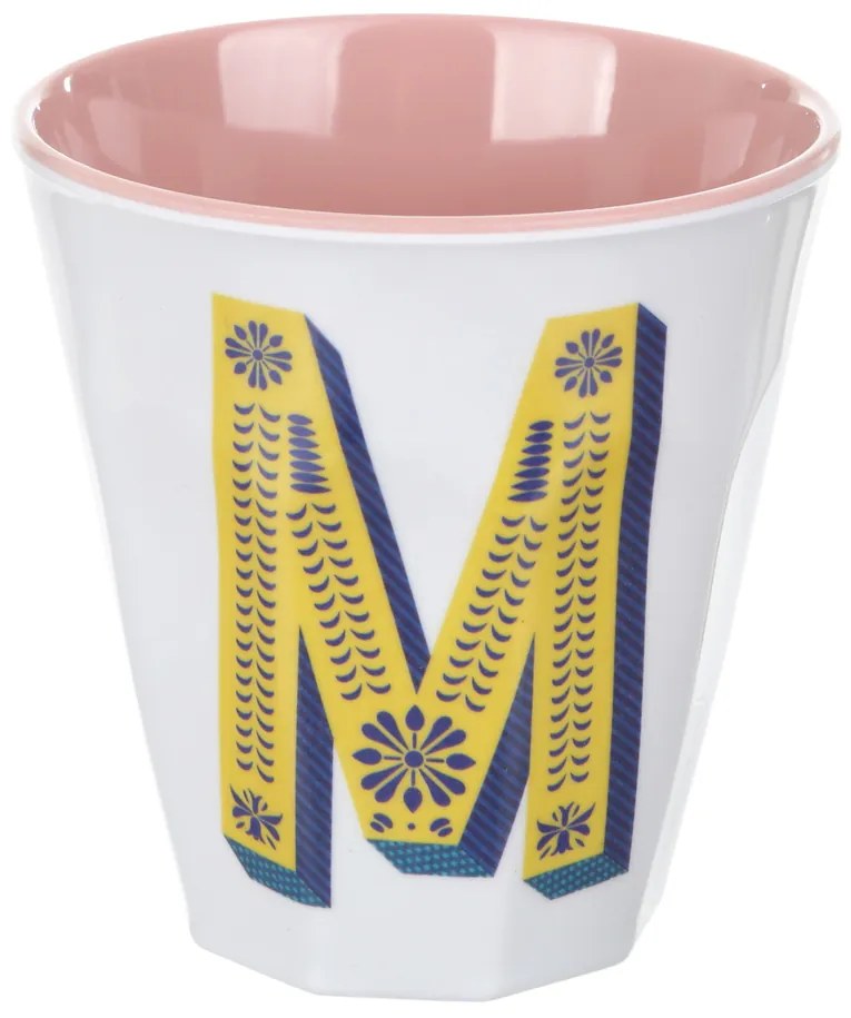 Bicchiere melammina bianco lettera M 280 ml Maiolika