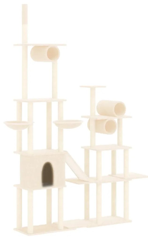 Albero per gatti con tiragraffi in sisal crema 279 cm