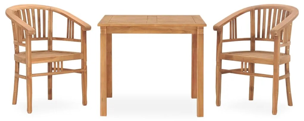 Set Da Pranzo Da Giardino 3 Pz İn Legno Massello Di Teak /
