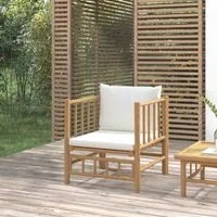 Divano da Giardino con Cuscini Bianco Crema in Bambcod mxl 70672