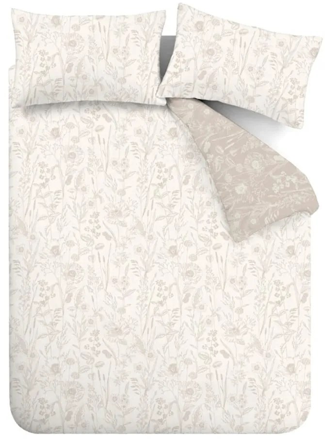 Biancheria da letto beige in flanella per letto matrimoniale/per letto esteso 230x220 cm Floral Toile – Bianca