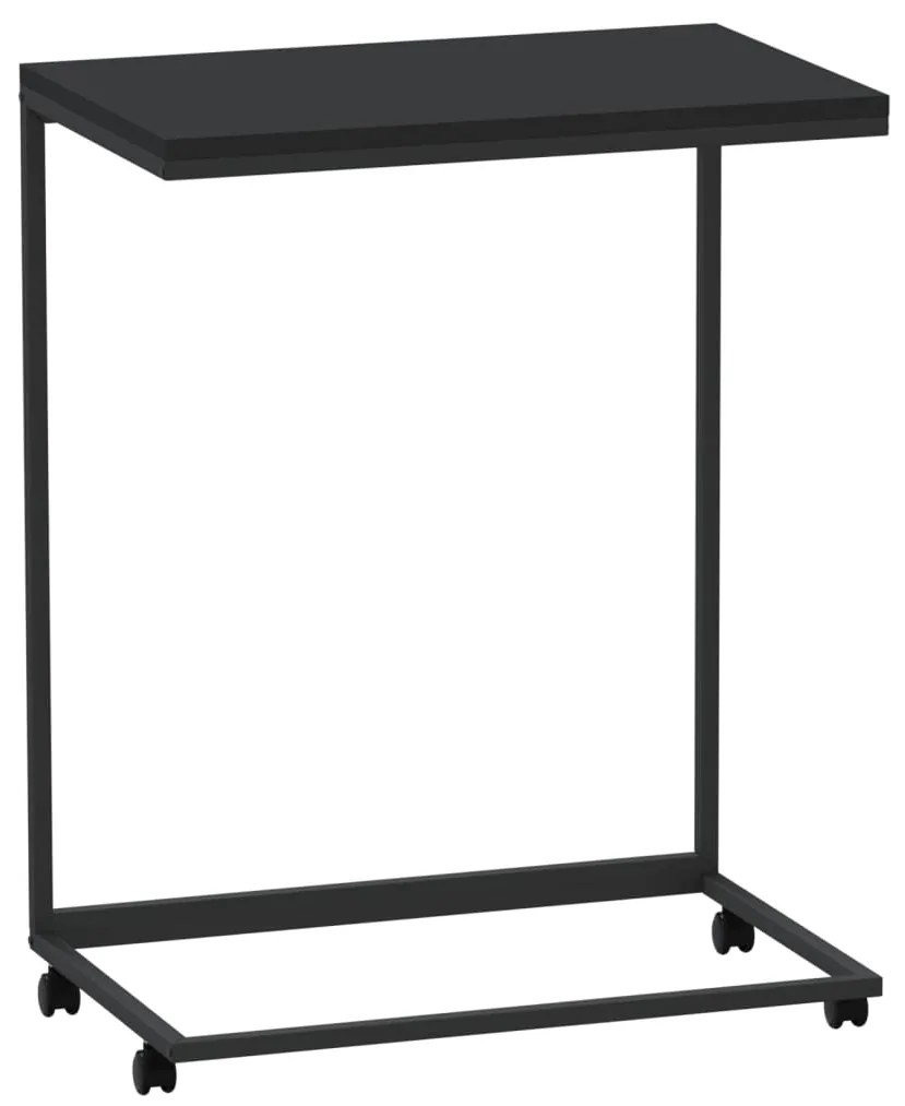 Tavolino con ruote nero 55x35x70 cm in legno multistrato