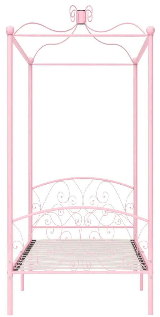 Letto a baldacchino rosa in metallo 90x200 cm