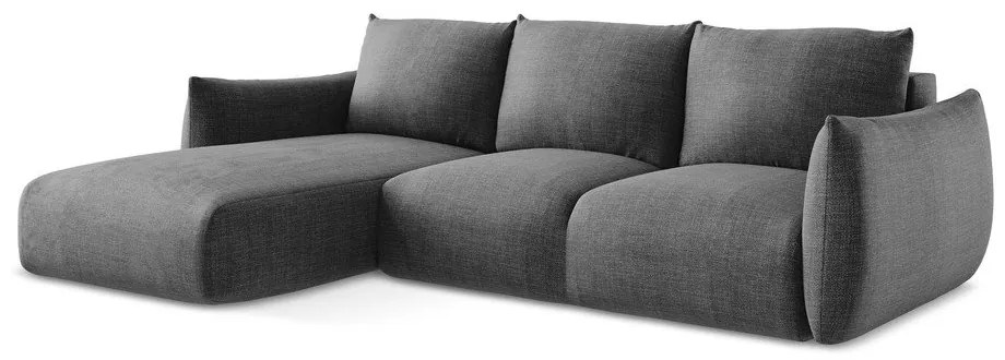 Divano angolare grigio scuro allungabile (con penisola a sinistra/con chaise lounge) Leila – Makamii