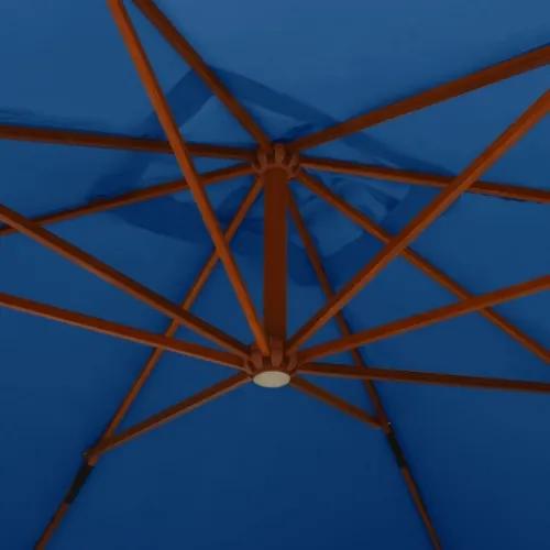 Ombrellone a Sbalzo con Palo in Legno 400x300 cm Azzurro